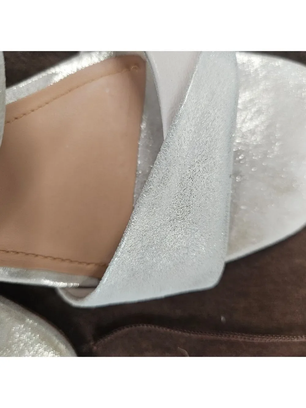 Johnston & Murphy Evelyn Twisted Slide Block Heel Sandals | Silver | Women’s 7 |